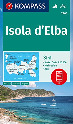 KOMPASS Wanderkarte 2468 Isola d' Elba 1:25.000: 3in1 Wanderkarte, mit Aktiv Guide inklusive Karte zur offline Verwendung in der KOMPASS-App. Fahrradfahren. von KOMPASS-KARTEN